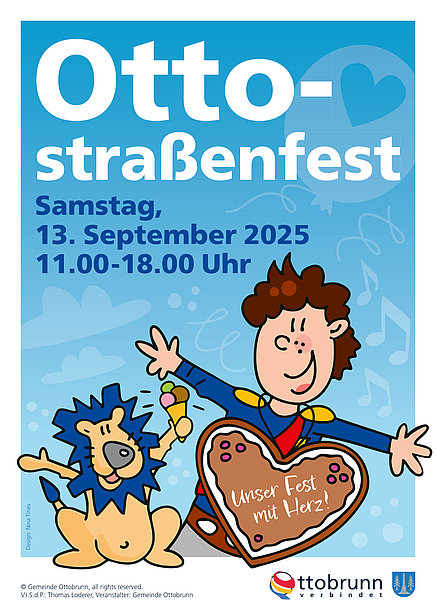 Ottostraßenfest Plakat 2025: Das diesjährige Plakat zeigt König Otto und den bayerischen Löwen. Design: Nina Tines